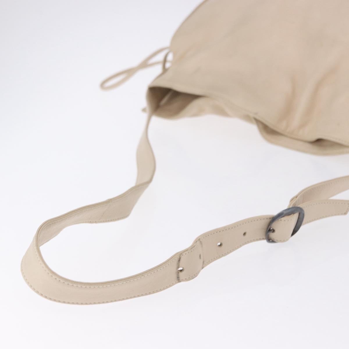 LOEWE Shoulder Bag Leather Ivory Silver Auth ka5256