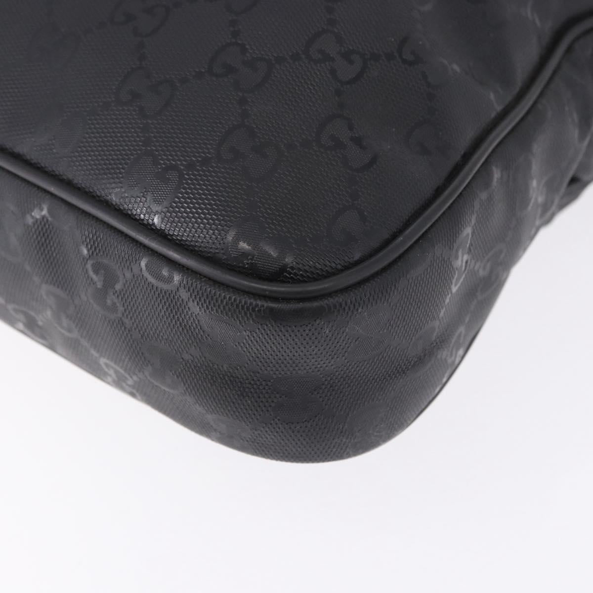 GUCCI GG implementation Business Bag PVC Silver Black 201480 Auth ka5257