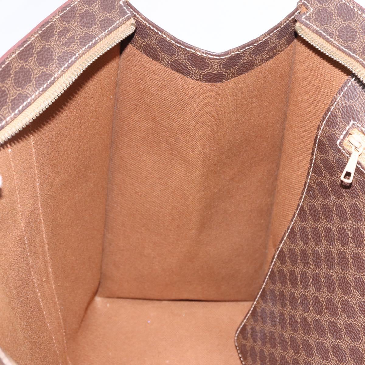 CELINE Macadam Canvas Shoulder Bag PVC Leather Brown Gold Auth ka5258
