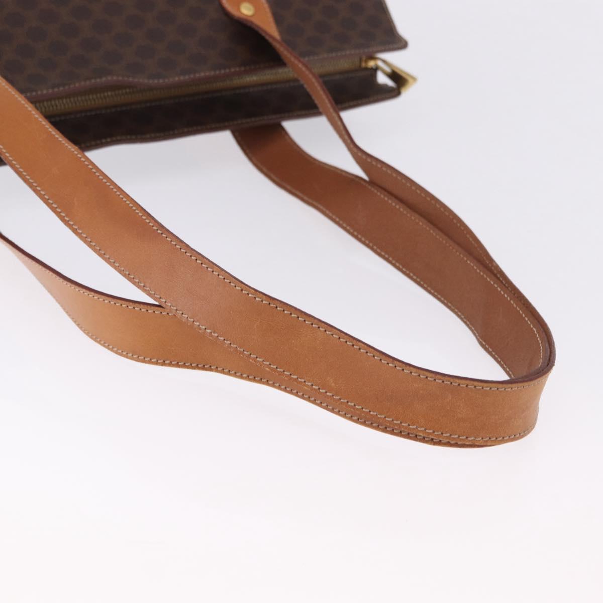 CELINE Macadam Canvas Shoulder Bag PVC Leather Brown Gold Auth ka5258