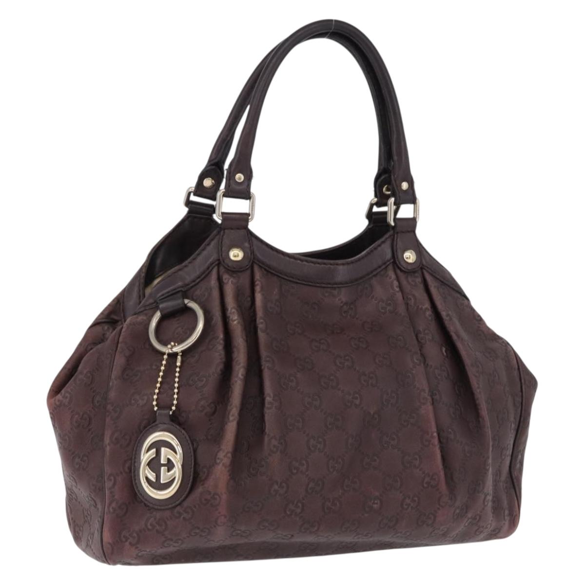 GUCCI GG Canvas Guccissima Tote Bag Leather Brown Gold 211944 Auth ka5259