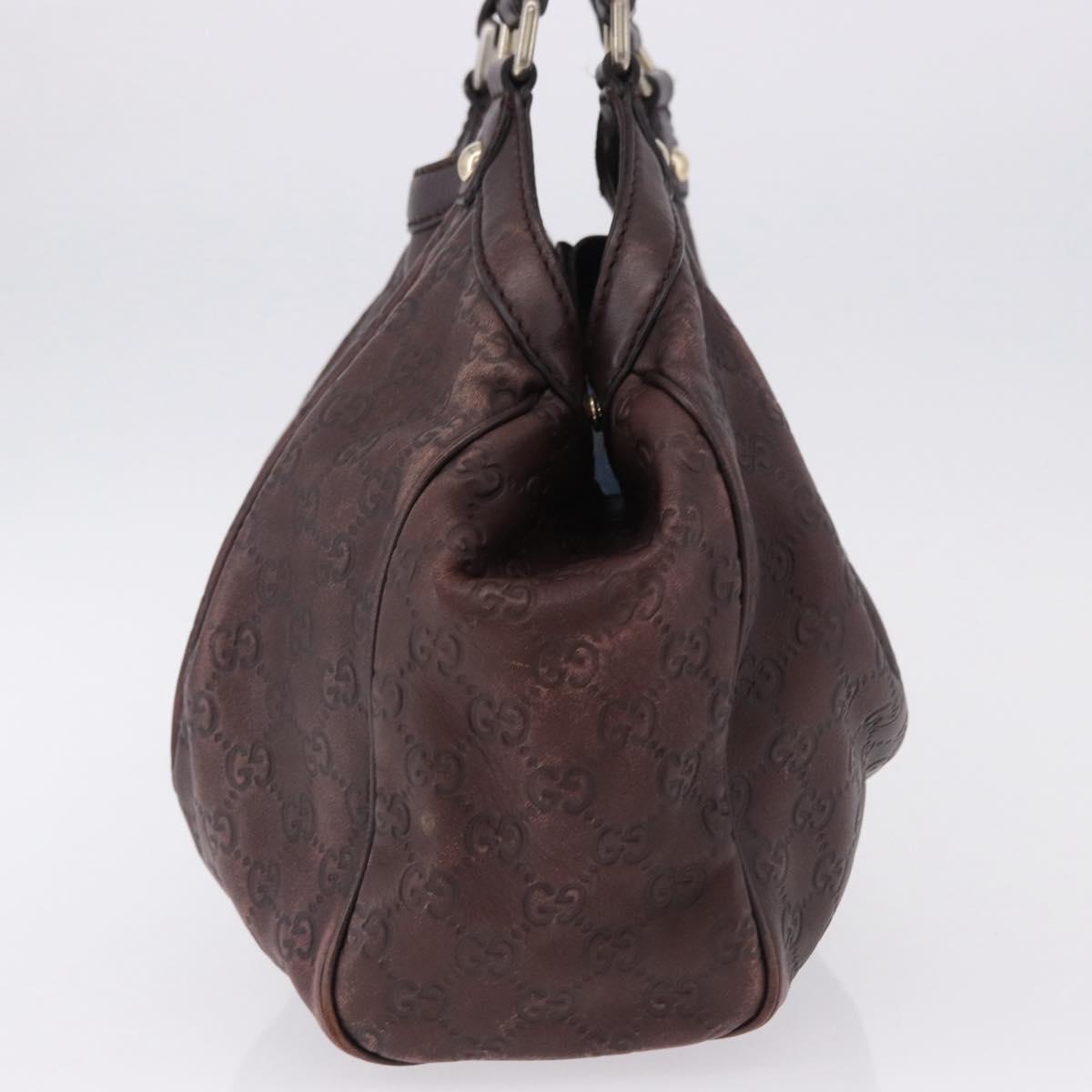 GUCCI GG Canvas Guccissima Tote Bag Leather Brown Gold 211944 Auth ka5259