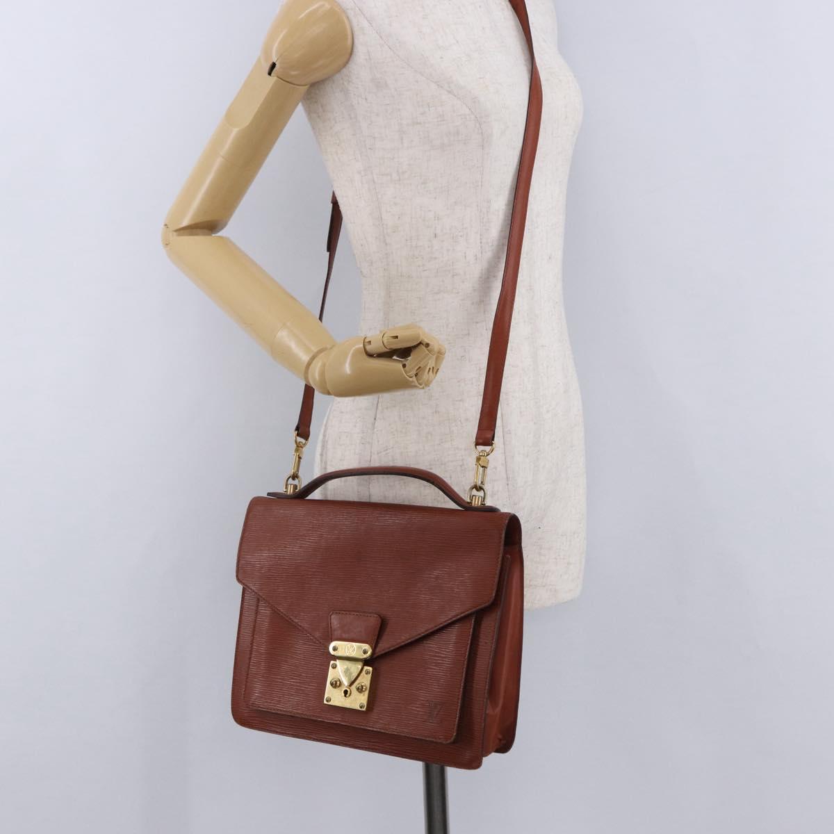 LOUIS VUITTON Epi Monceau 28 Hand Bag Brown M52123 LV Auth ka5261