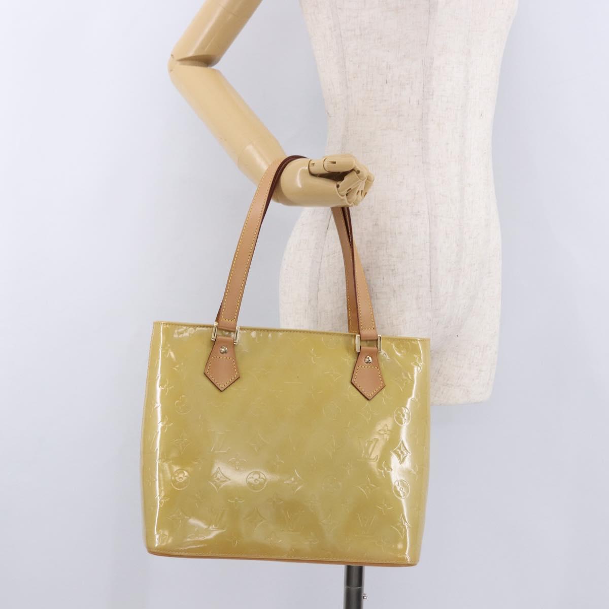 LOUIS VUITTON Monogram Vernis Houston Hand Bag Beige M91004 LV Auth ka5262