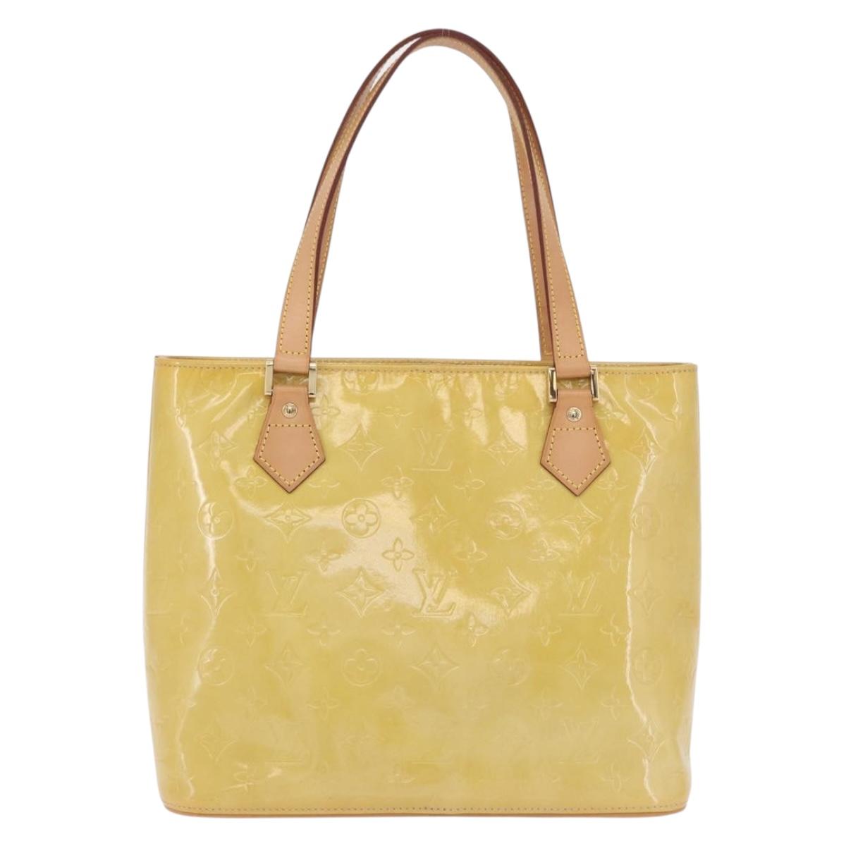 LOUIS VUITTON Monogram Vernis Houston Hand Bag Beige M91004 LV Auth ka5262