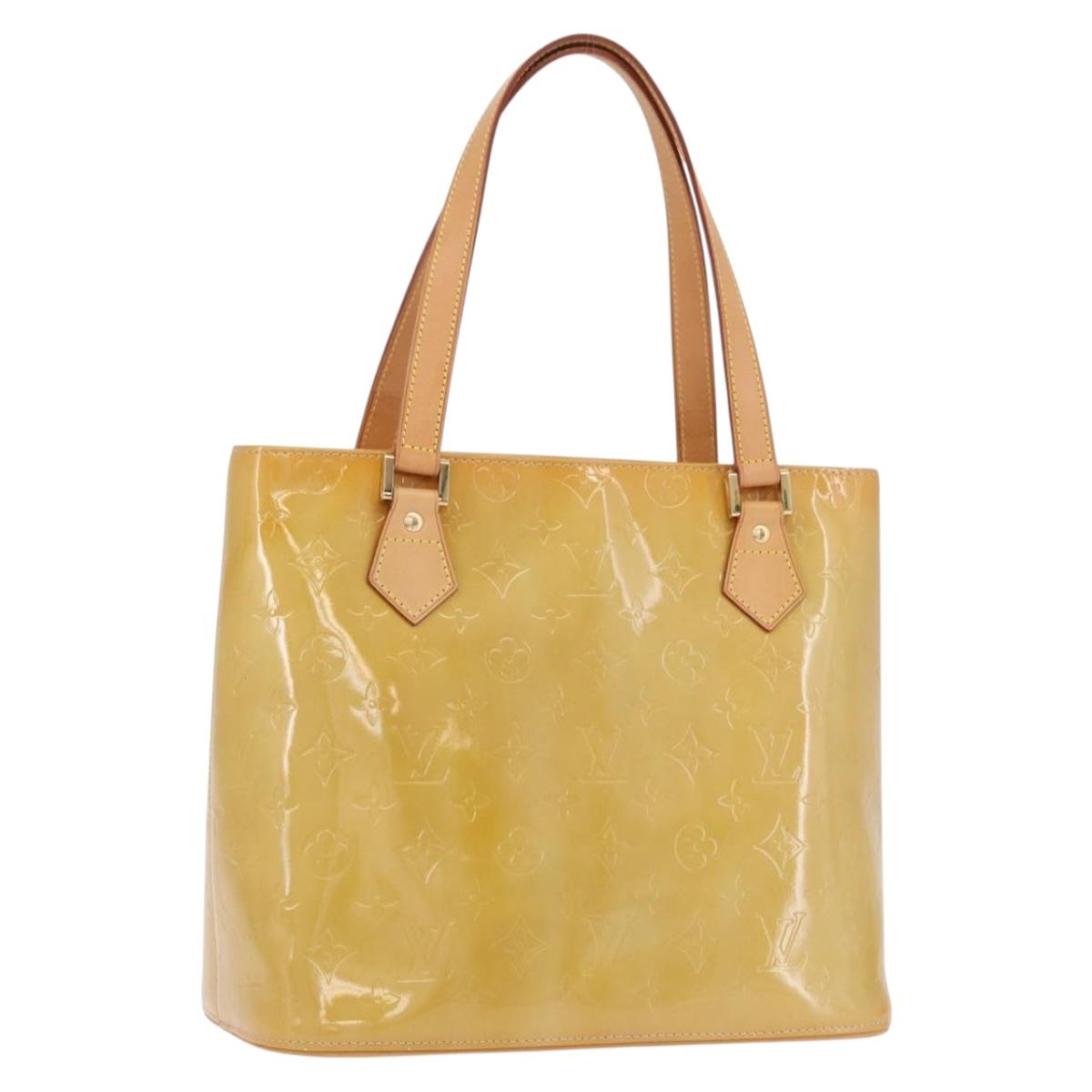 LOUIS VUITTON Monogram Vernis Houston Hand Bag Beige M91004 LV Auth ka5263