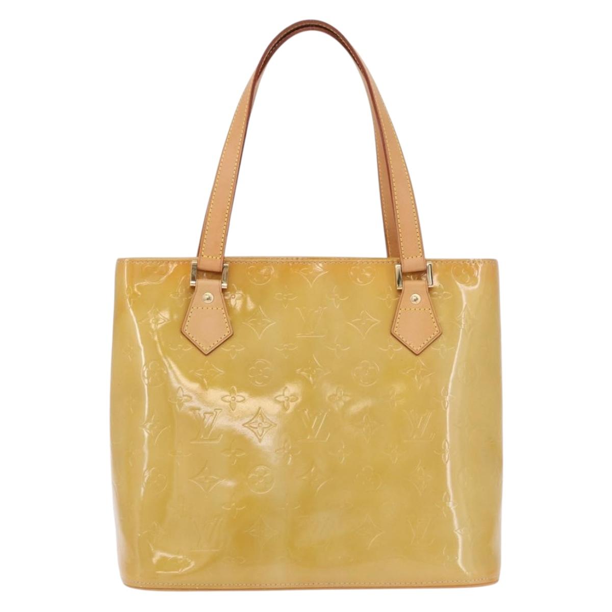 LOUIS VUITTON Monogram Vernis Houston Hand Bag Beige M91004 LV Auth ka5263