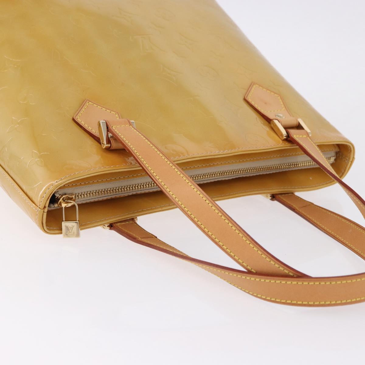 LOUIS VUITTON Monogram Vernis Houston Hand Bag Beige M91004 LV Auth ka5263