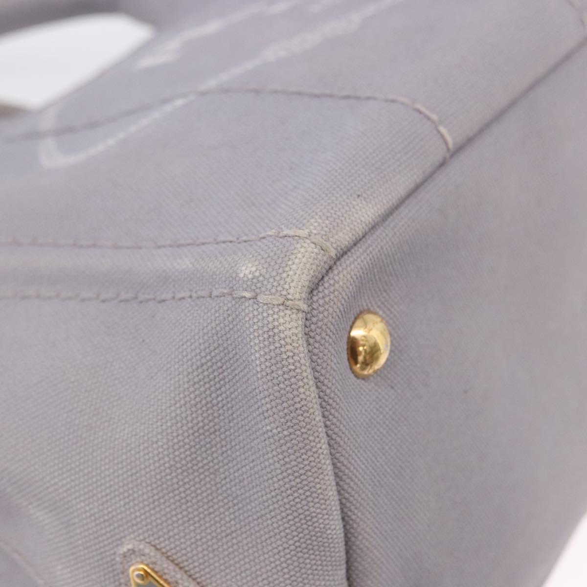 PRADA Canapa PM Hand Bag Canvas 2way Gray Gold Auth ka5264