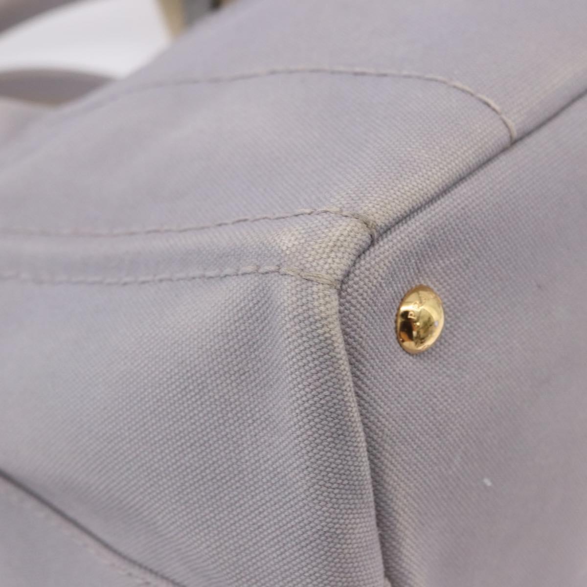 PRADA Canapa PM Hand Bag Canvas 2way Gray Gold Auth ka5264
