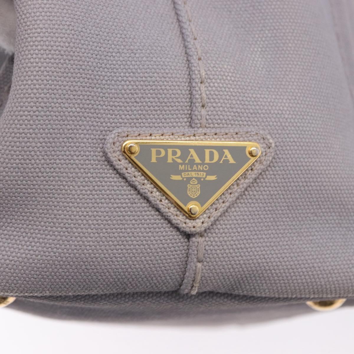 PRADA Canapa PM Hand Bag Canvas 2way Gray Gold Auth ka5264