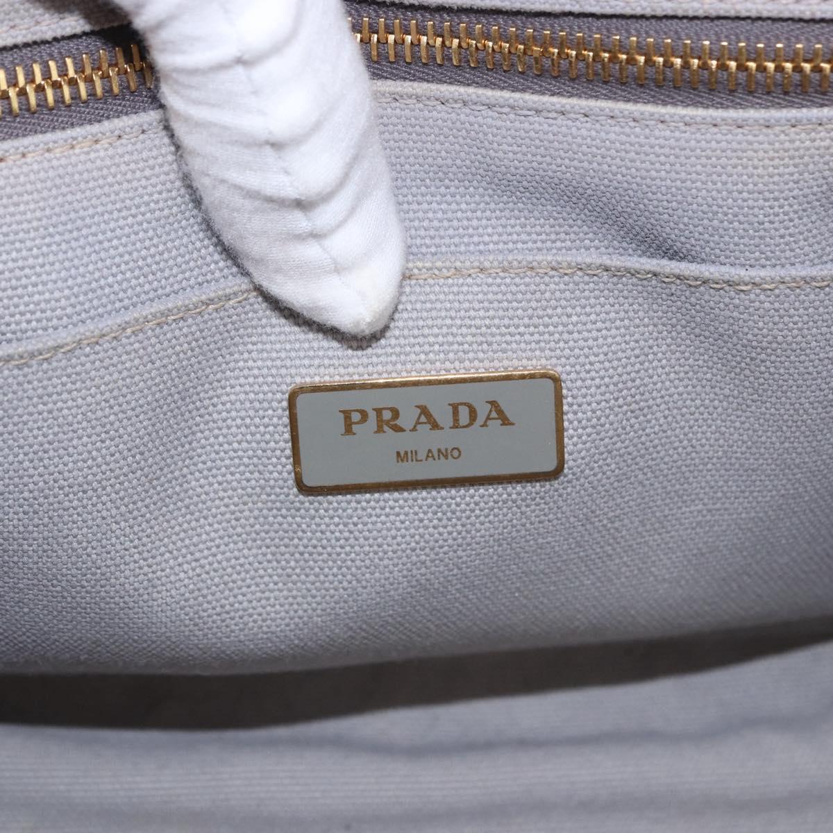 PRADA Canapa PM Hand Bag Canvas 2way Gray Gold Auth ka5264