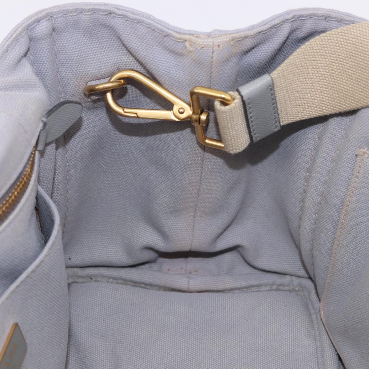 PRADA Canapa PM Hand Bag Canvas 2way Gray Gold Auth ka5264
