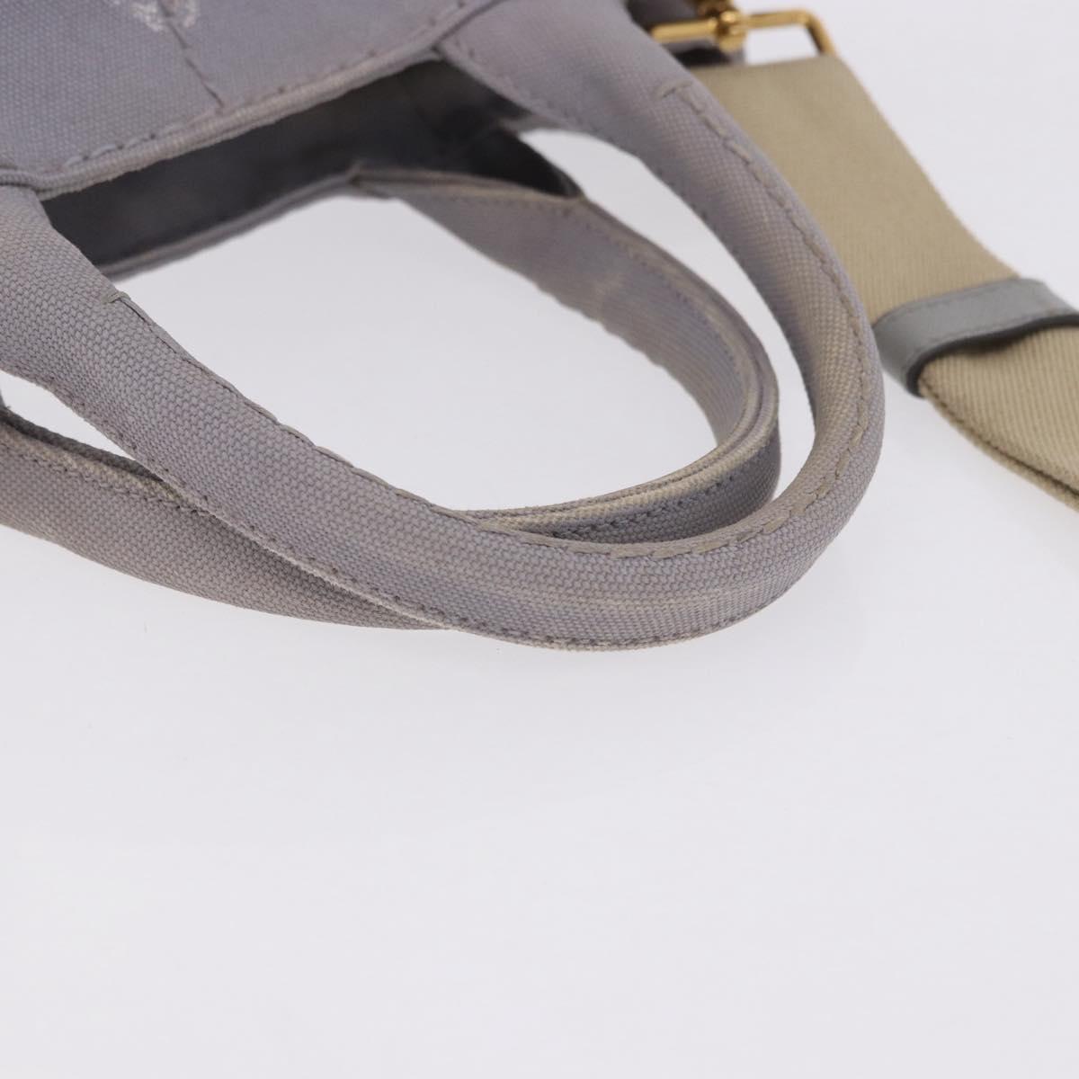 PRADA Canapa PM Hand Bag Canvas 2way Gray Gold Auth ka5264