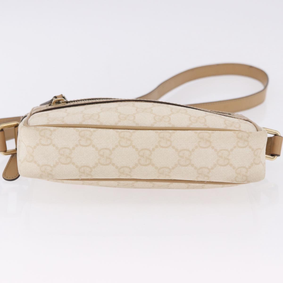 GUCCI GG Supreme Shoulder Bag PVC White Gold 201447 Auth ka5265