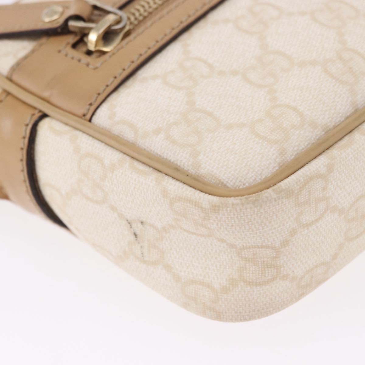 GUCCI GG Supreme Shoulder Bag PVC White Gold 201447 Auth ka5265