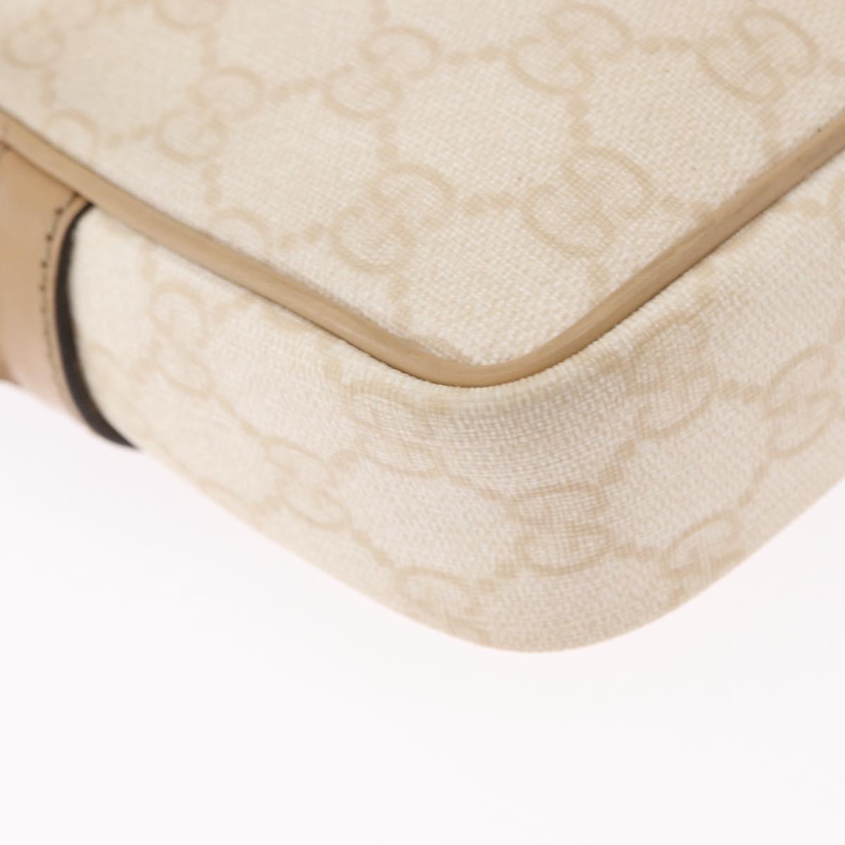 GUCCI GG Supreme Shoulder Bag PVC White Gold 201447 Auth ka5265