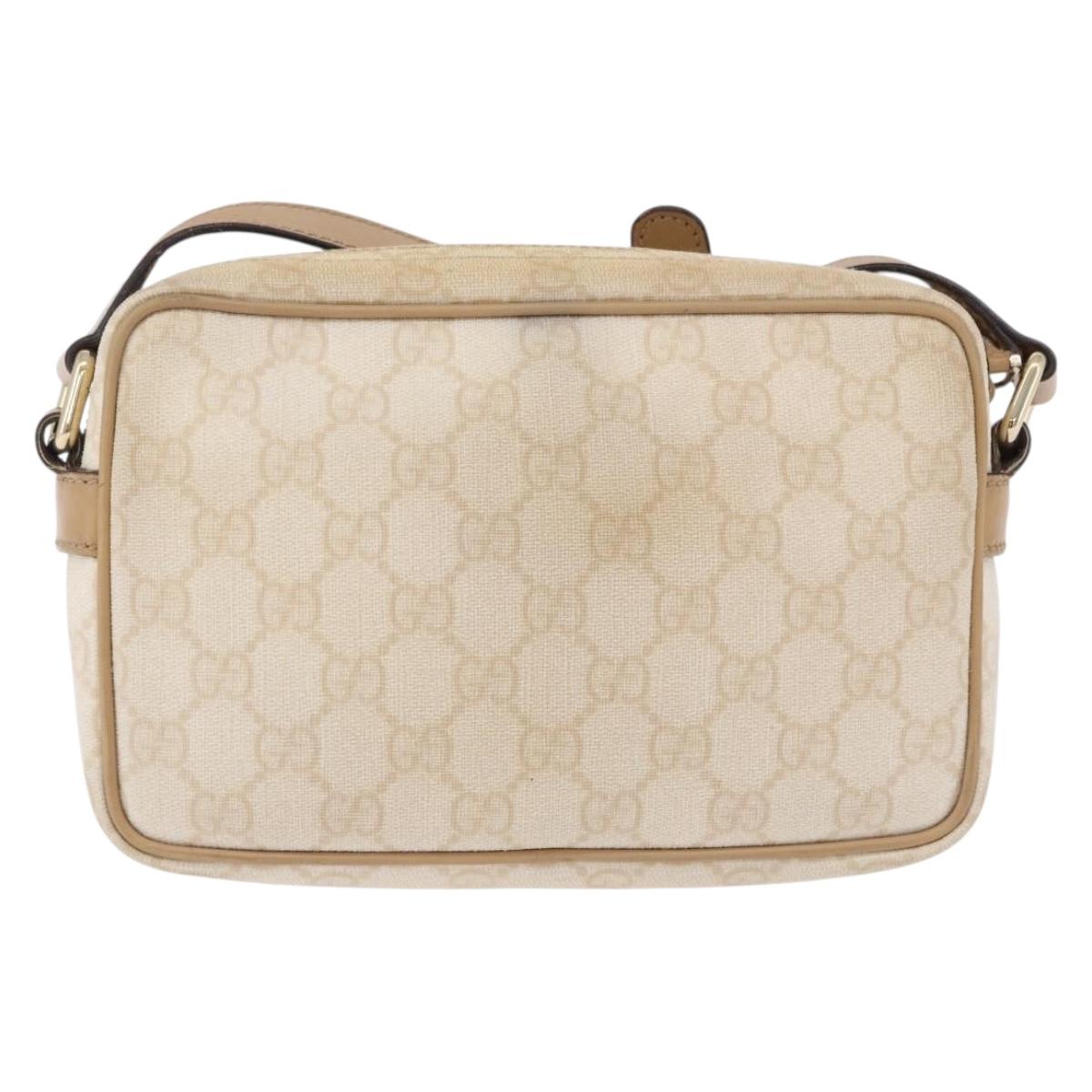 GUCCI GG Supreme Shoulder Bag PVC White Gold 201447 Auth ka5265