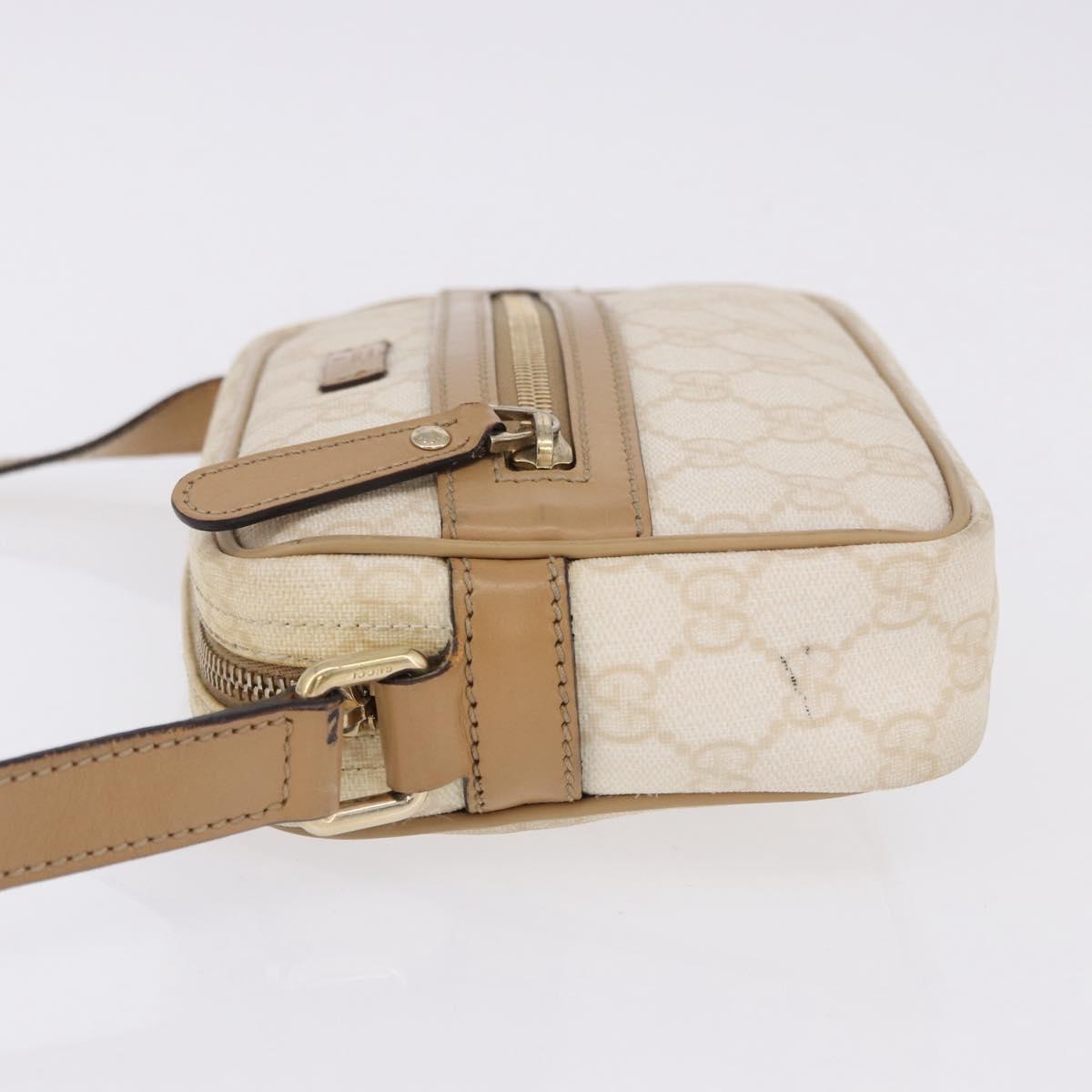 GUCCI GG Supreme Shoulder Bag PVC White Gold 201447 Auth ka5265