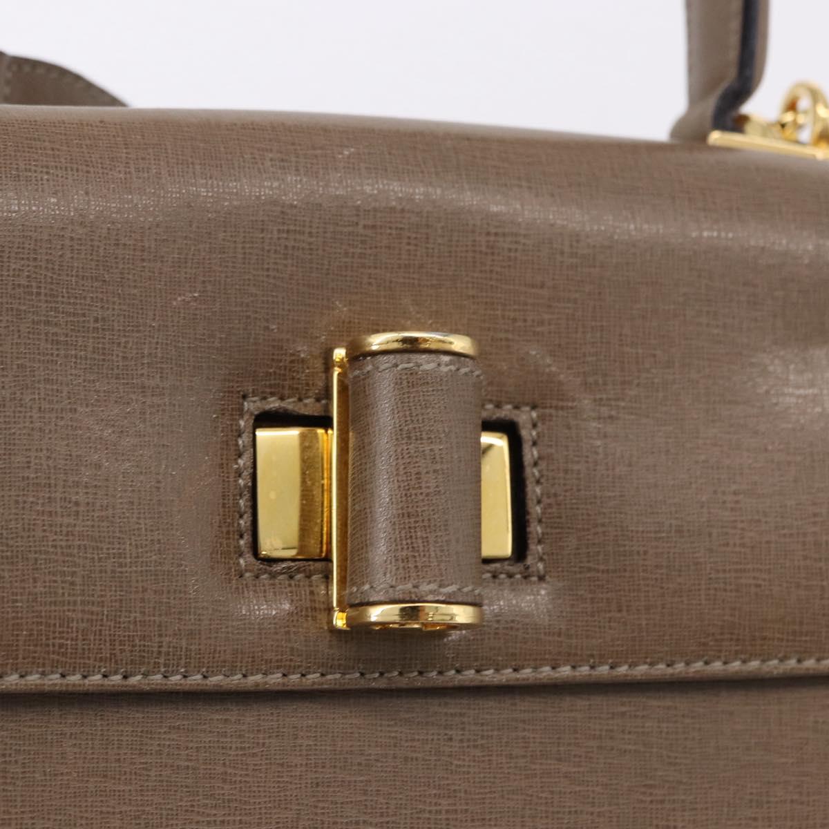 Salvatore Ferragamo Gancini Hand Bag Leather 2way Brown Gold Auth ka5266