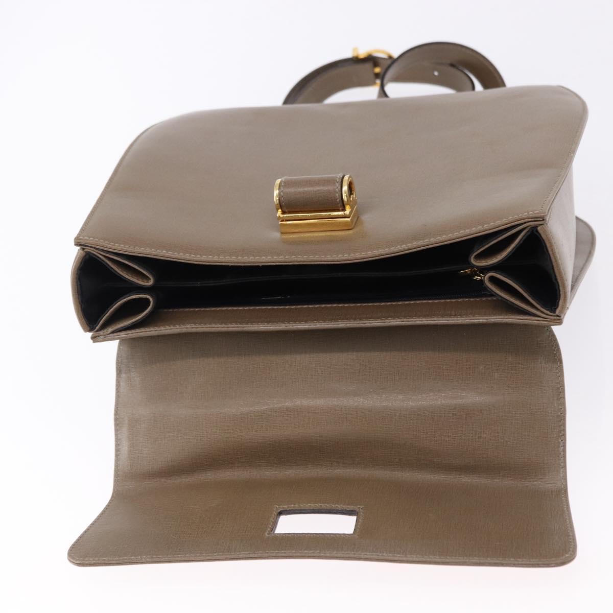 Salvatore Ferragamo Gancini Hand Bag Leather 2way Brown Gold Auth ka5266