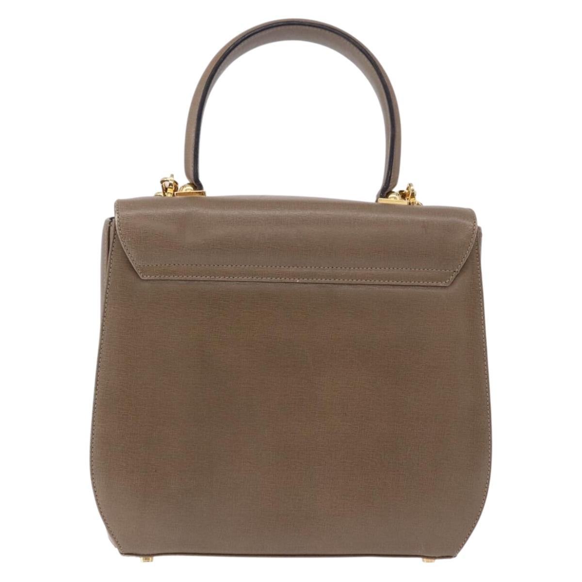Salvatore Ferragamo Gancini Hand Bag Leather 2way Brown Gold Auth ka5266