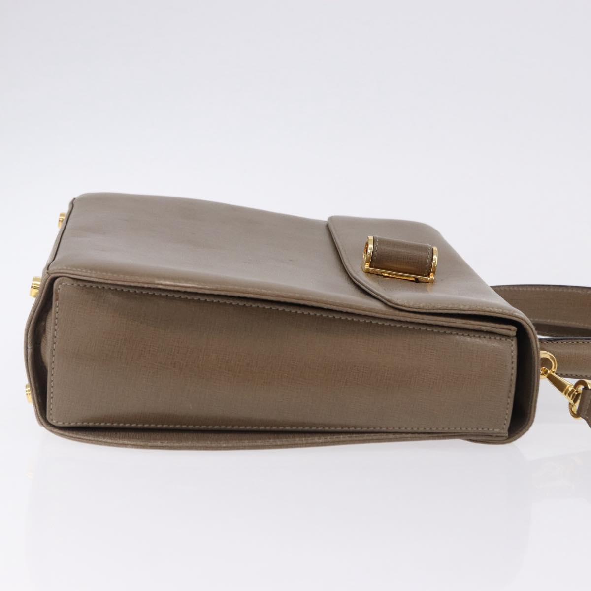 Salvatore Ferragamo Gancini Hand Bag Leather 2way Brown Gold Auth ka5266