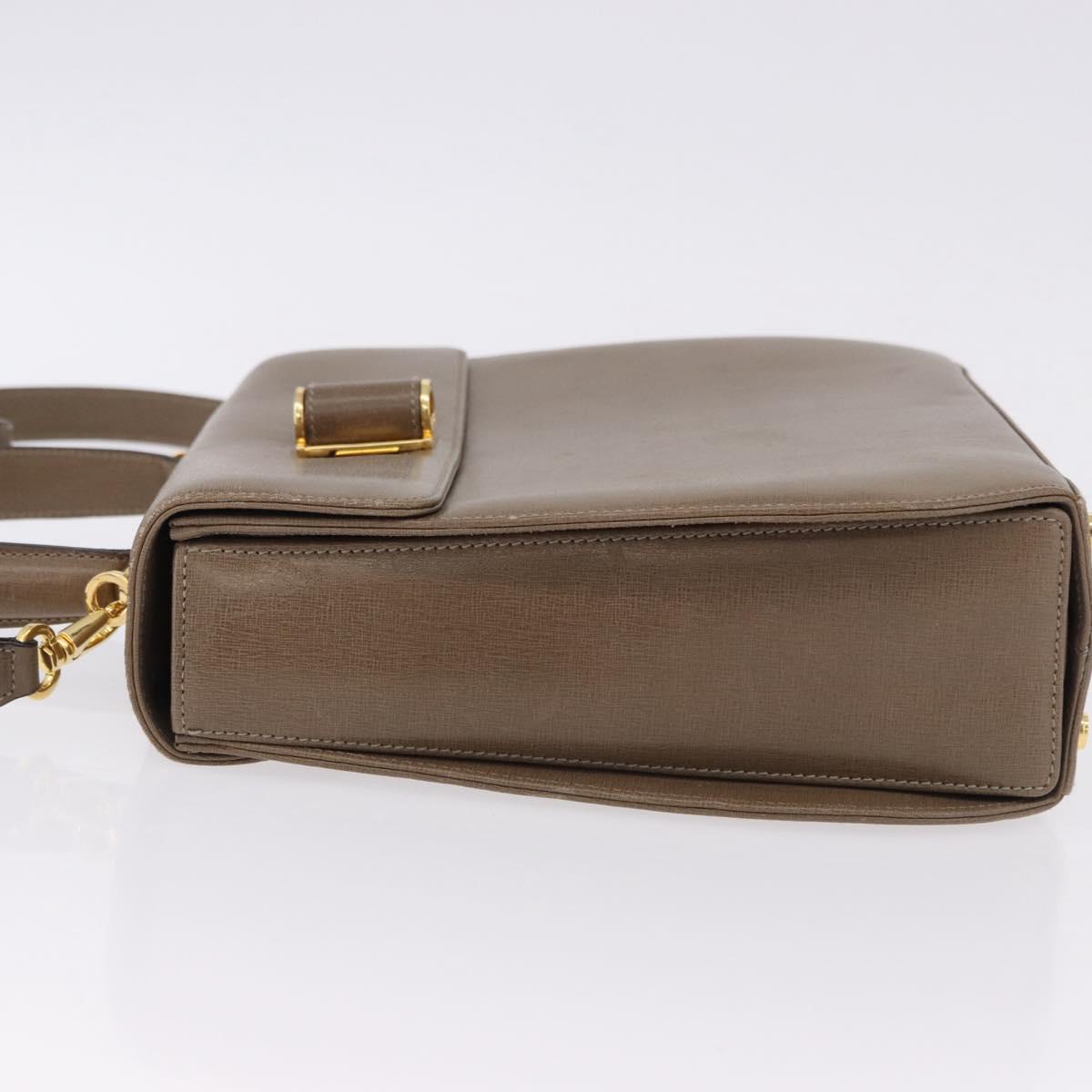 Salvatore Ferragamo Gancini Hand Bag Leather 2way Brown Gold Auth ka5266