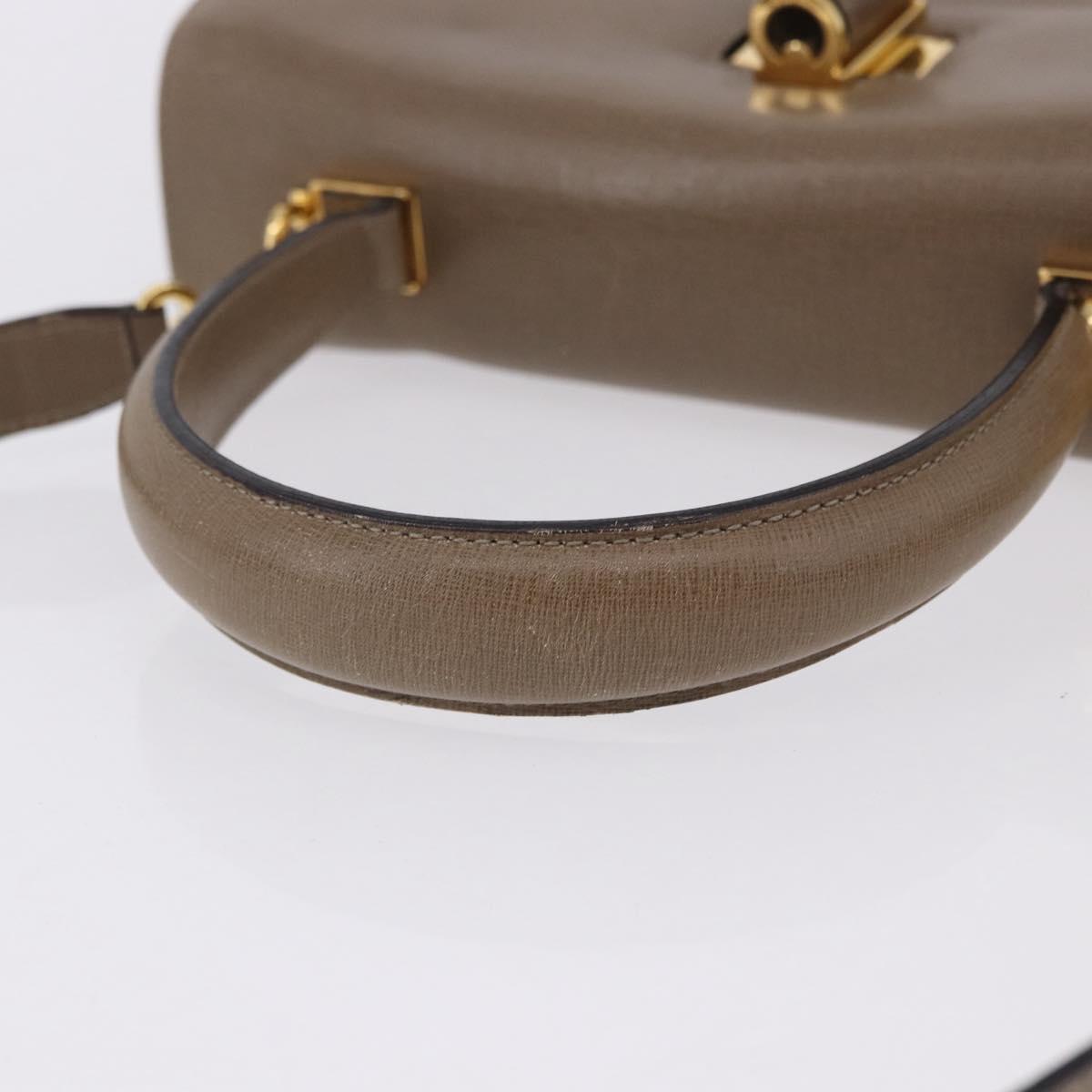 Salvatore Ferragamo Gancini Hand Bag Leather 2way Brown Gold Auth ka5266
