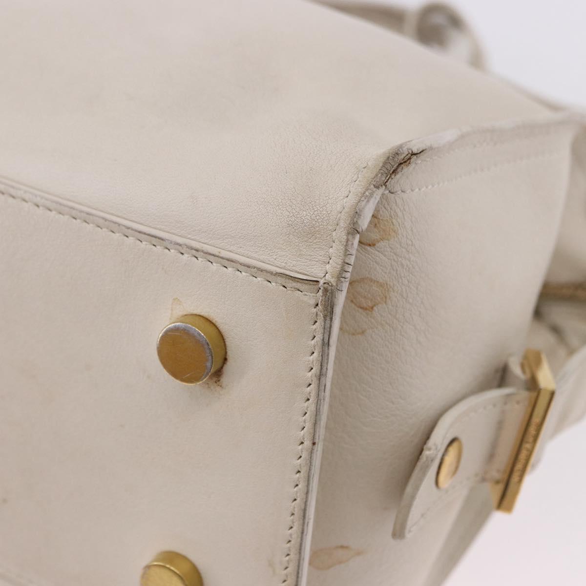 SAINT LAURENT Leather Baby Kabas Hand Bag 2way Beige Gold Auth ka5267