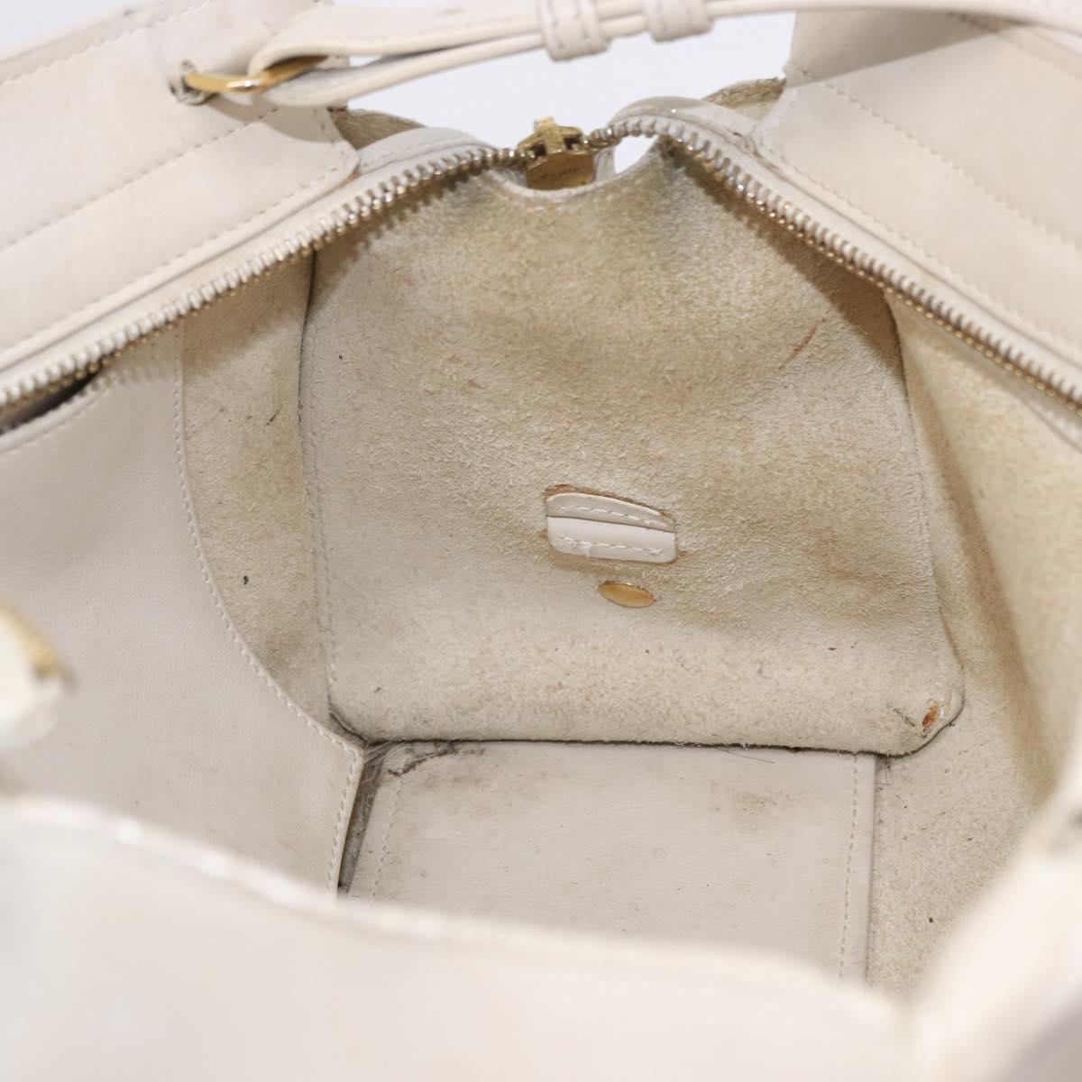 SAINT LAURENT Leather Baby Kabas Hand Bag 2way Beige Gold Auth ka5267