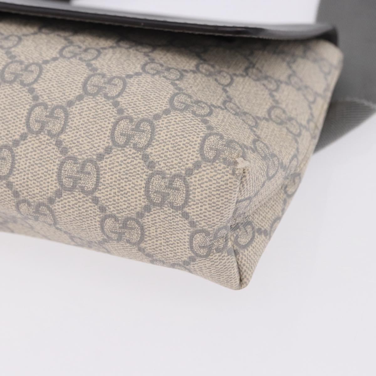 GUCCI GG Supreme Waist bag PVC White Silver 353435 Auth ka5268A