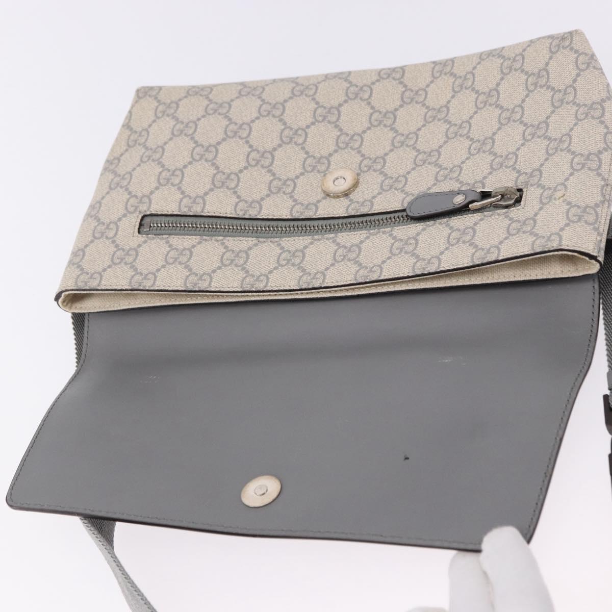 GUCCI GG Supreme Waist bag PVC White Silver 353435 Auth ka5268A