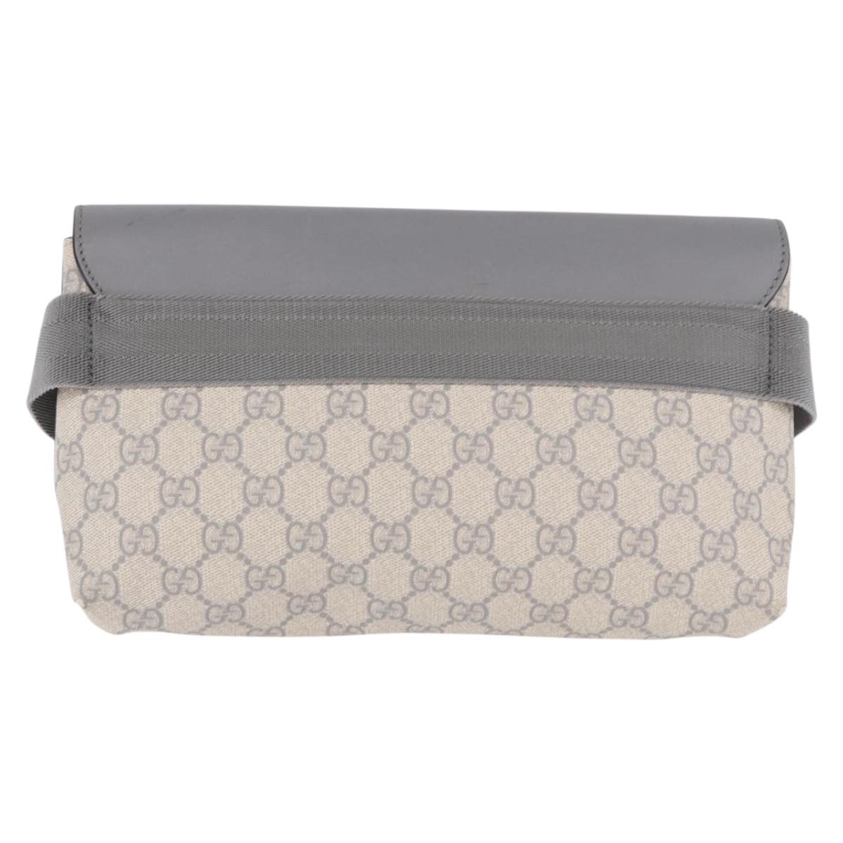 GUCCI GG Supreme Waist bag PVC White Silver 353435 Auth ka5268A