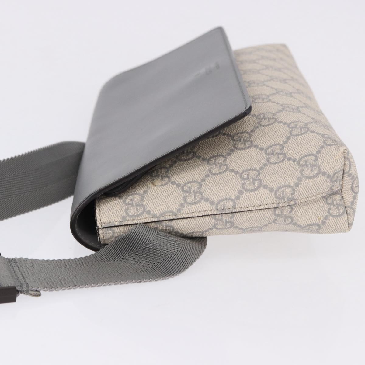 GUCCI GG Supreme Waist bag PVC White Silver 353435 Auth ka5268A
