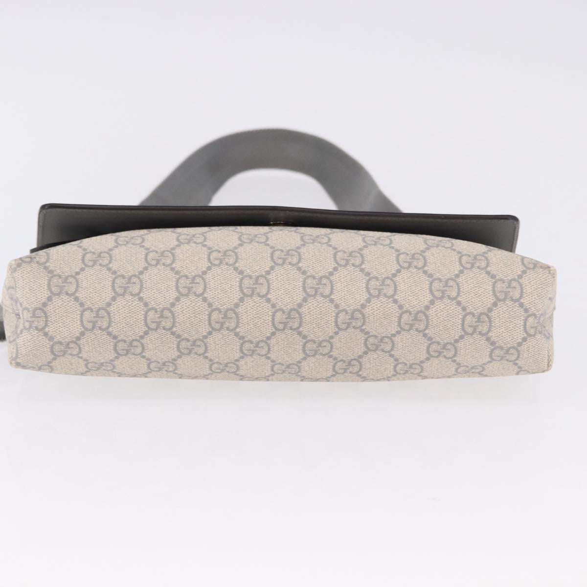 GUCCI GG Supreme Waist bag PVC White Silver 353435 Auth ka5268A