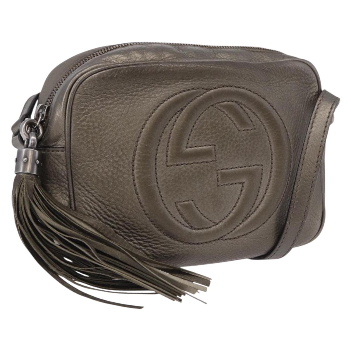 GUCCI Shoulder Bag Leather Champagne Gold 308364 Auth ka5269