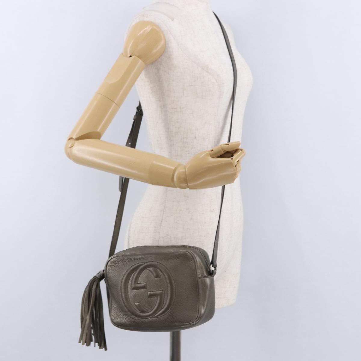 GUCCI Shoulder Bag Leather Champagne Gold 308364 Auth ka5269