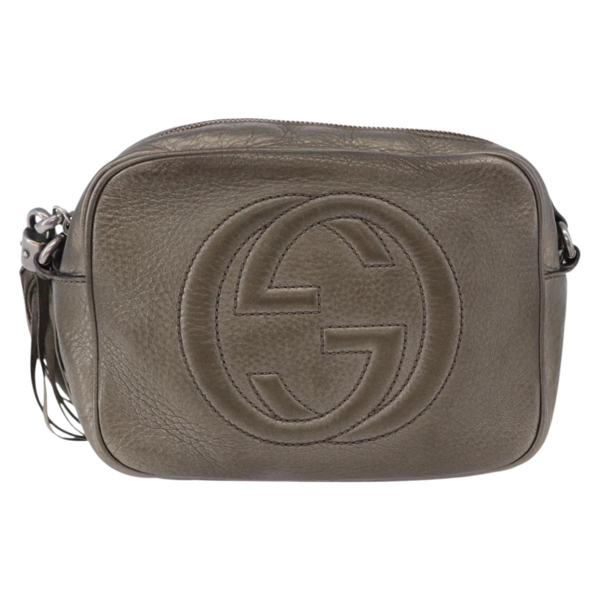 GUCCI Shoulder Bag Leather Champagne Gold 308364 Auth ka5269