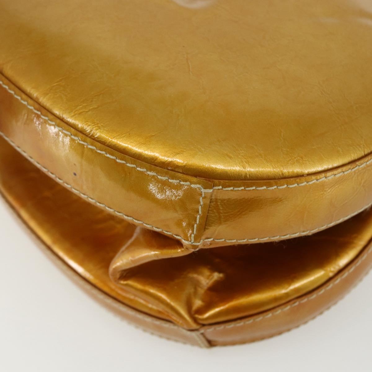 LOEWE Hand Bag Patent leather 2way Gold Auth ka527