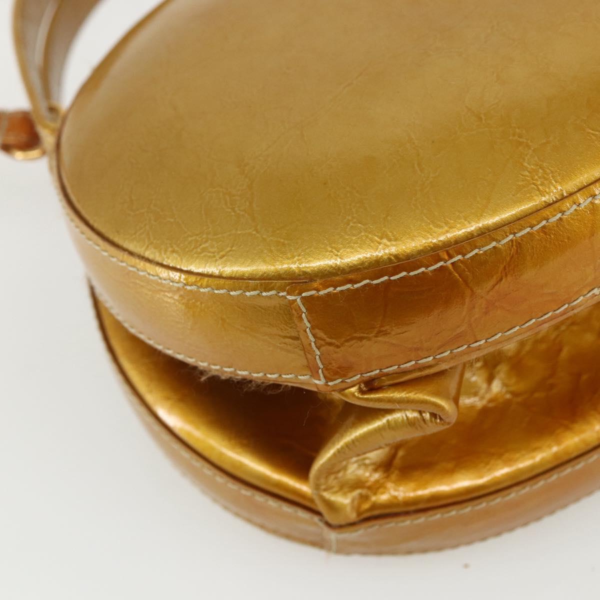 LOEWE Hand Bag Patent leather 2way Gold Auth ka527