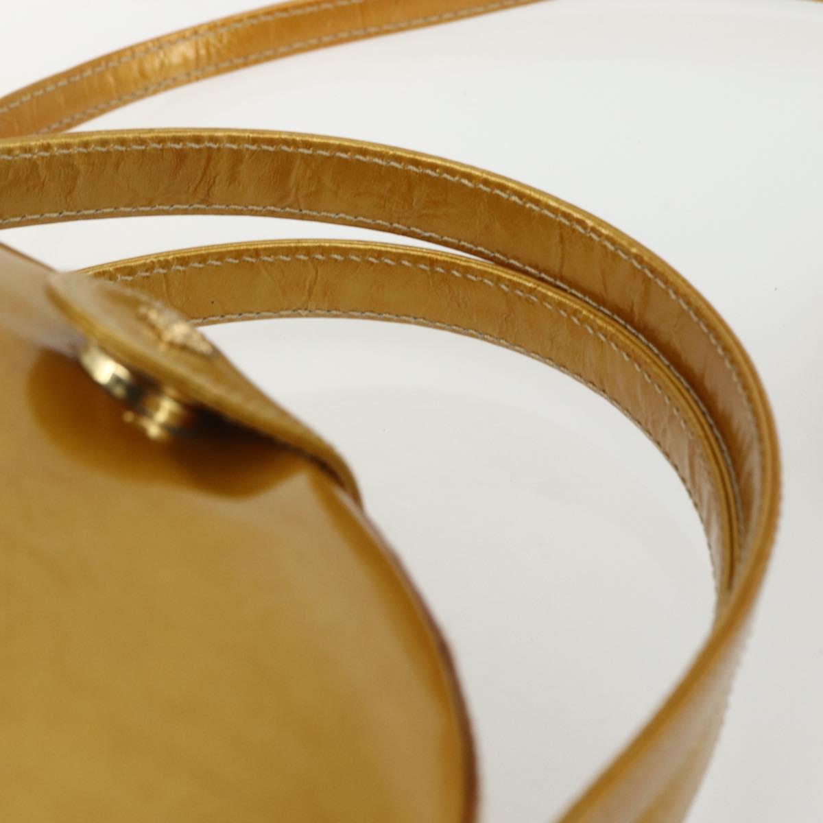 LOEWE Hand Bag Patent leather 2way Gold Auth ka527