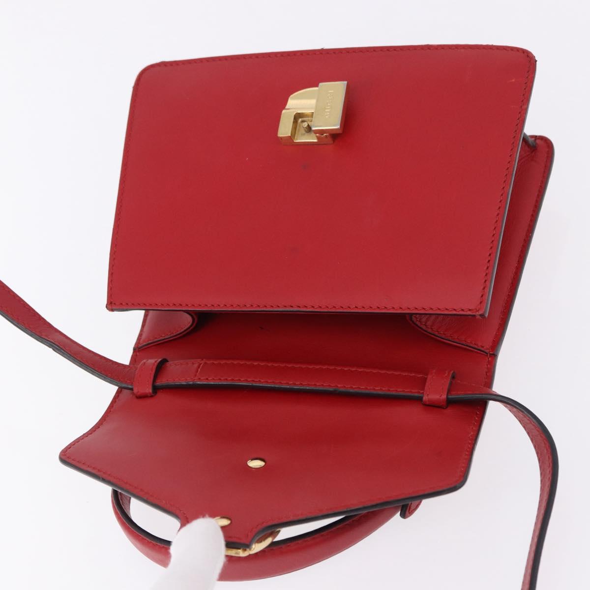 GUCCI Silvi Sherry Line Hand Bag Leather 2way Red Gold 470270 Auth ka5271