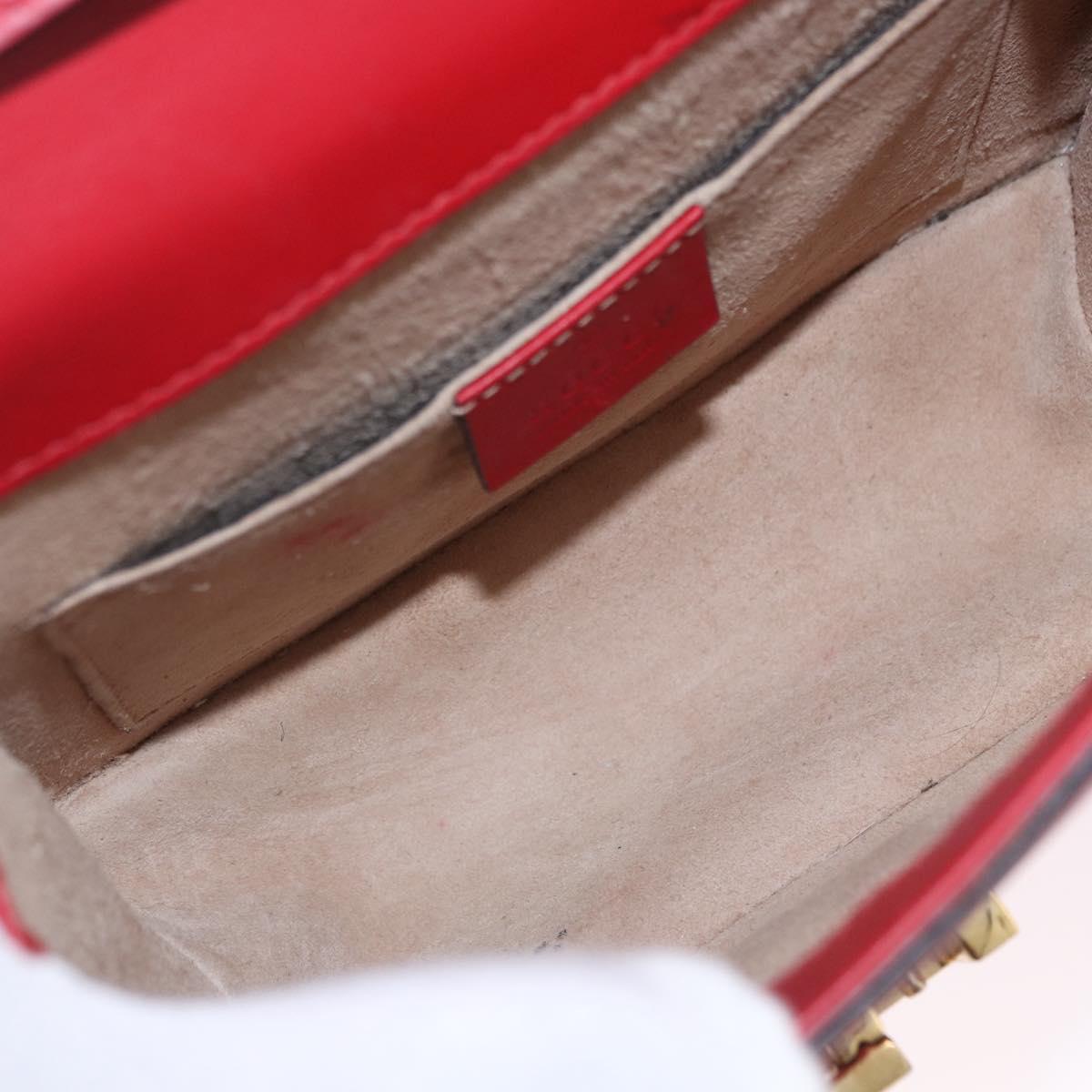 GUCCI Silvi Sherry Line Hand Bag Leather 2way Red Gold 470270 Auth ka5271