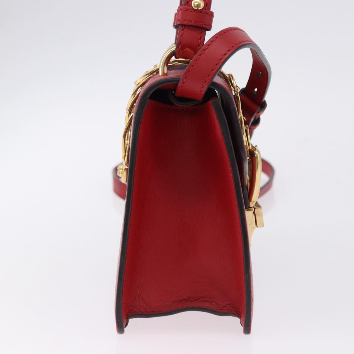 GUCCI Silvi Sherry Line Hand Bag Leather 2way Red Gold 470270 Auth ka5271