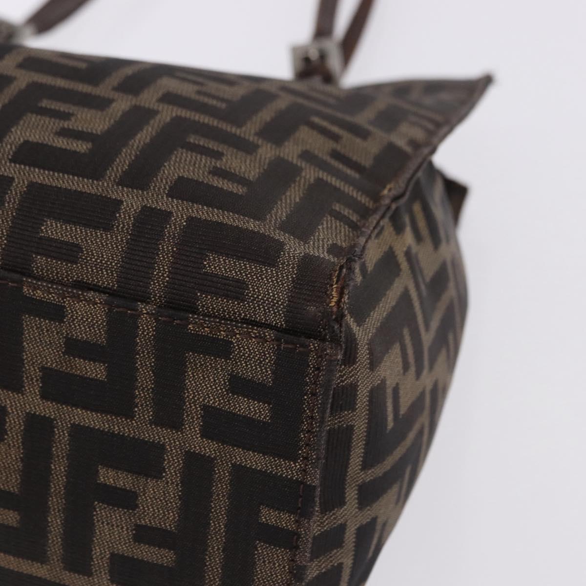 FENDI Zucca Canvas Tote Bag Brown Black Auth ka5275