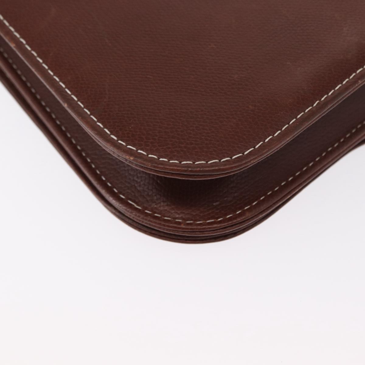 SAINT LAURENT Shoulder Bag Leather Brown Gold Auth ka528