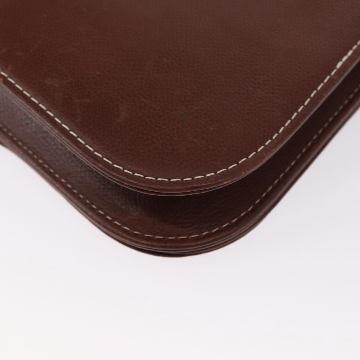 SAINT LAURENT Shoulder Bag Leather Brown Gold Auth ka528