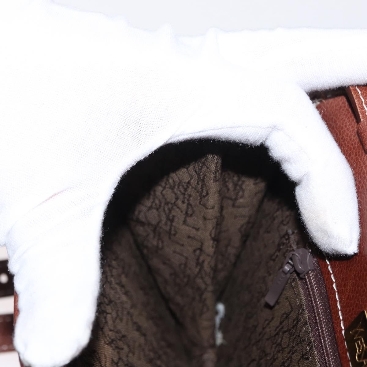 SAINT LAURENT Shoulder Bag Leather Brown Gold Auth ka528