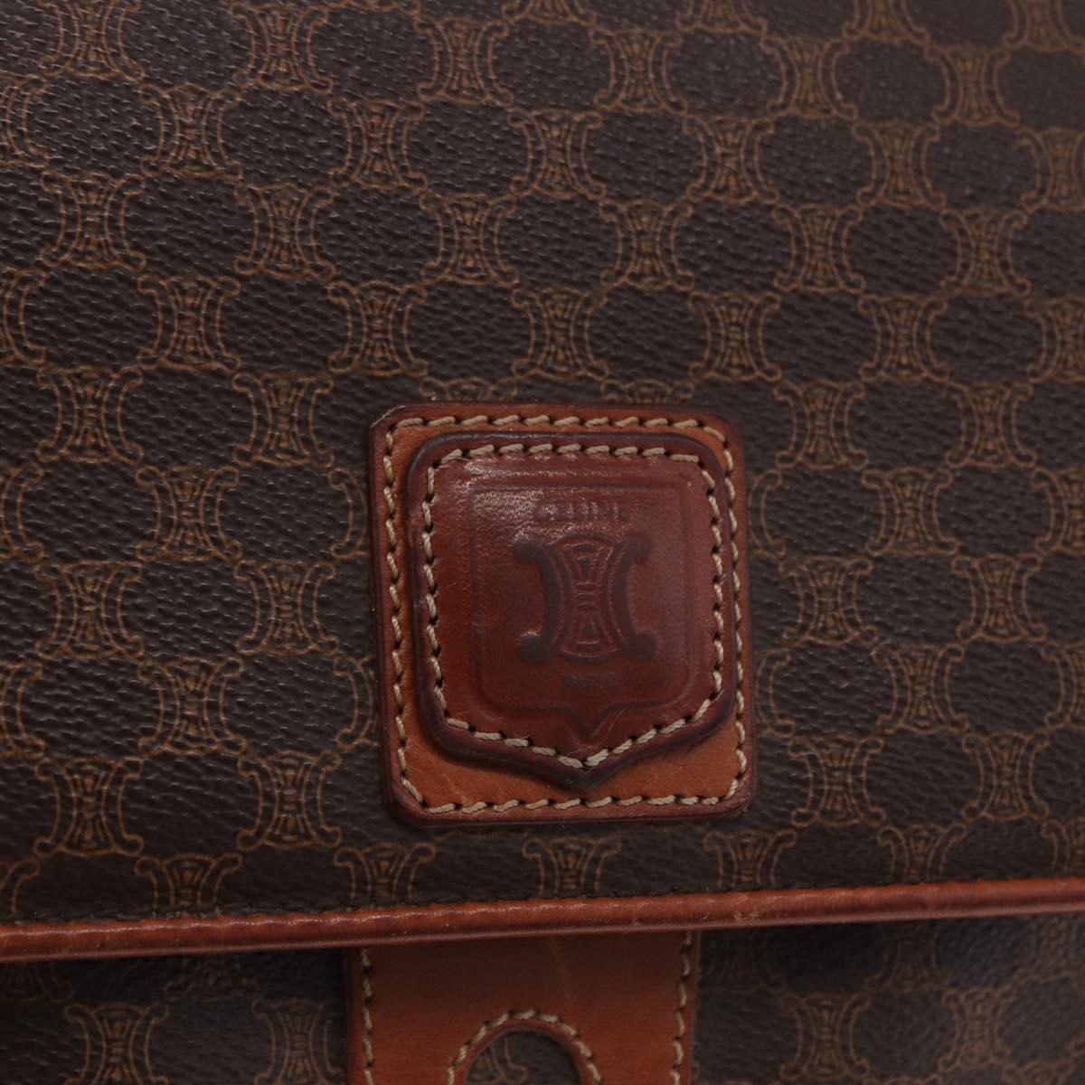 CELINE Macadam Canvas Shoulder Bag PVC Leather Brown Gold Auth ka5281